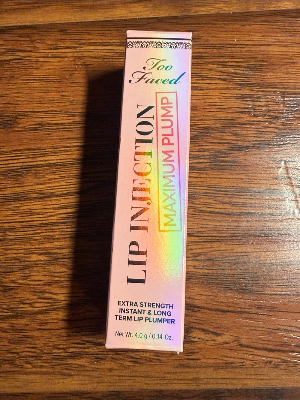 Too Faced Lip Injection Maximum Plump Lip Plumper - Light Pink Holographic Box.